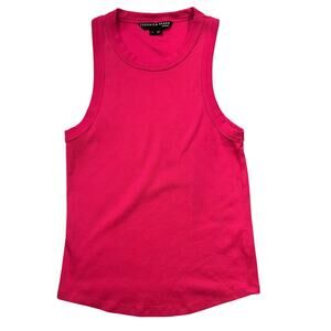 Veronica Beard Jordyn Pink Ribbed High Neck Tank Top Size M